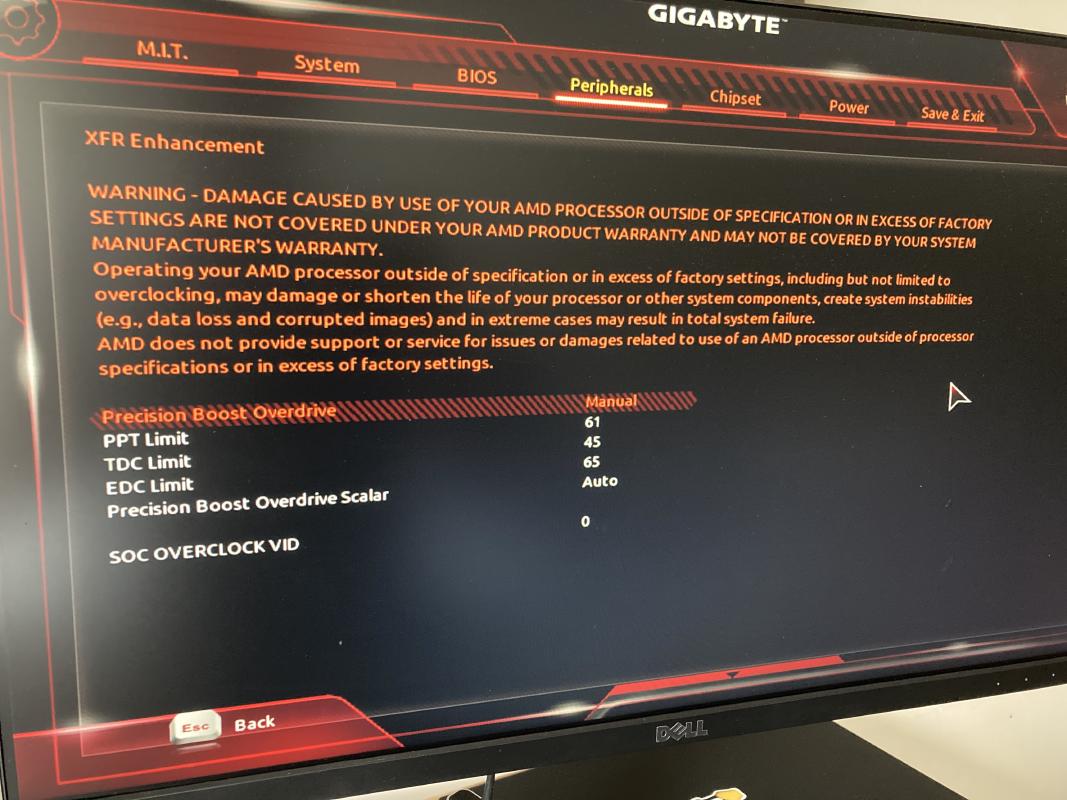 Precision Boost Overdrive settings that should result in a nice efficiency win. Target = 45W.